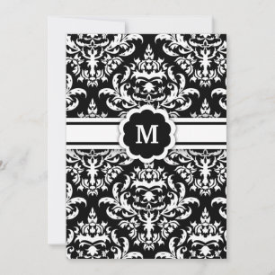 311-Marissa Monogramm Damask Black Einladung