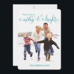 311 Merry & Bright Blue Holiday Foto Card Feiertagskarte<br><div class="desc">Design von Jill McAmis © 2013.</div>