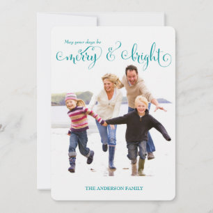 311 Merry & Bright Blue Holiday Foto Card Feiertagskarte