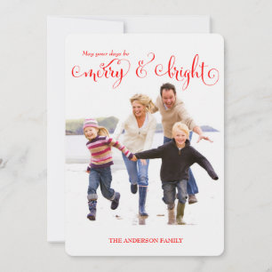 311 Merry & Bright Red Holiday Foto Card Feiertagskarte