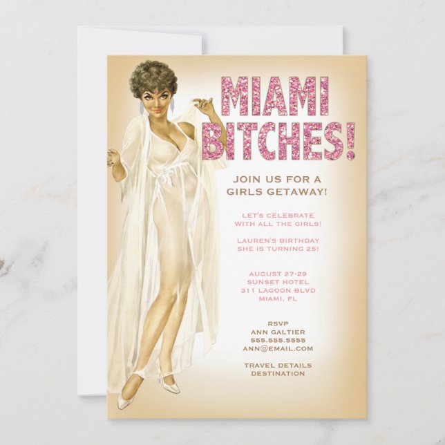 311 Miami Retro Pinup African American 5 Einladung (Vorderseite)