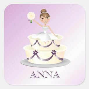 311 "Miss Wright" Brünett   Eggpflanzenaufkleber Quadratischer Aufkleber