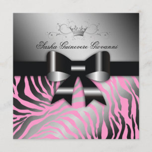311-Night Zebra Shimmer Black Bow Pink  Süß 16 Einladung