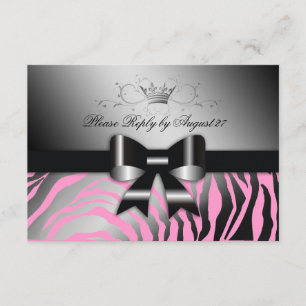 311 Night Zebra Shimmer Black Bow Pink UAWG RSVP Karte