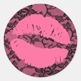 311 Oh, küss es einfach! Spitzen rosa auf rosa Lip Runder Aufkleber