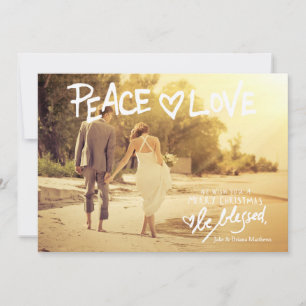 311 Peace Love handgeschriebene Typografie Feierta Feiertagskarte