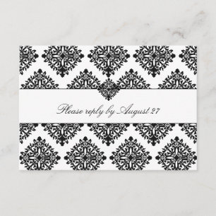 311 Phoebe Cream & Black Damask UAWG RSVP Karte