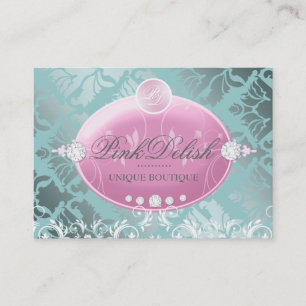 311-Pink Delish Monogramm helle aquamarine 3,5 x Visitenkarte
