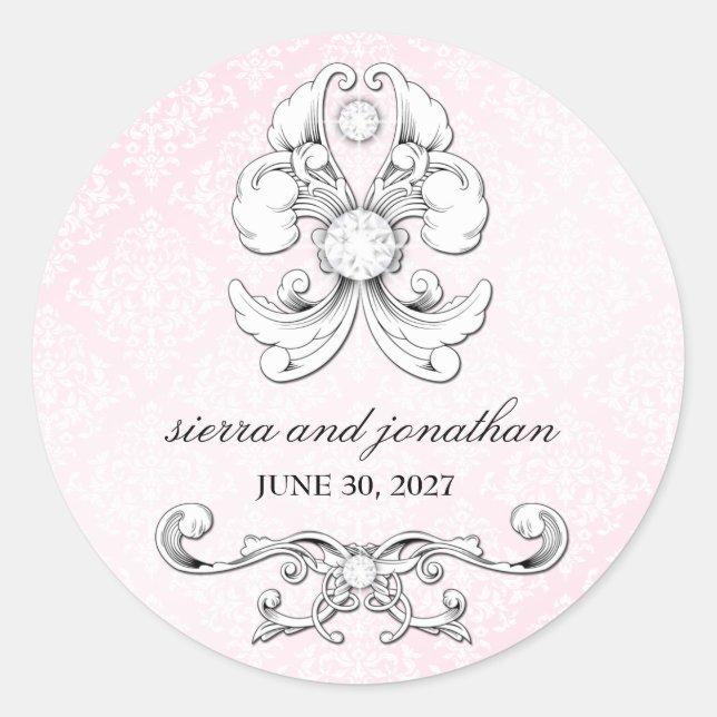 311 Pink Diamond Luxe Damask Sticker (Vorderseite)