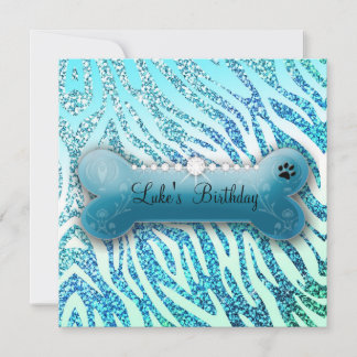 311 Posh Pooch Birthday Glitzer Zebra Einladung
