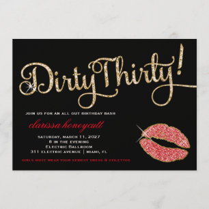 311 Red Glitzy Dirty 30 Geburtstagsparty Sparkle Einladung