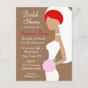 311-REDHEAD-BRIDE-SHOWER-EINLADUNG EINLADUNGSPOSTKARTE