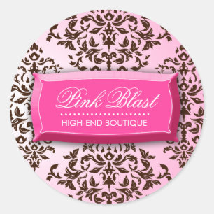 311-Rosa-Blast-Schokolade-Braun-Damaskus-Aufkleber Runder Aufkleber