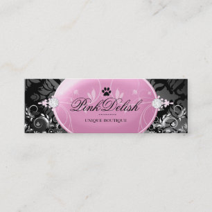 311 rosa Delish mit Tatzen-Monogramm Noir 3,5 x Mini Visitenkarte