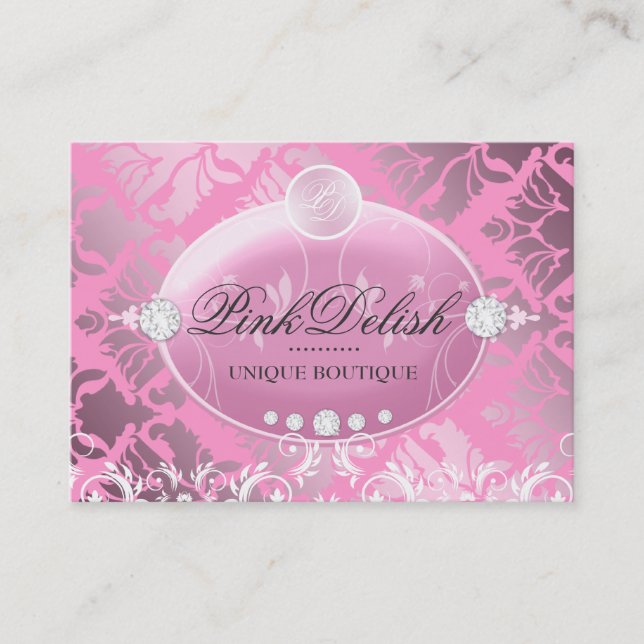 311 rosa Delish Monogramm-Rosa 3,5 x 2,5 Visitenkarte (Vorderseite)