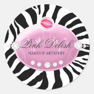 311 rosa Delish Zebra-Rosa-Aufkleberlippenkuß Runder Aufkleber