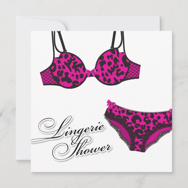311-Rosa Leopard Lingerie Set Einladung (Vorderseite)