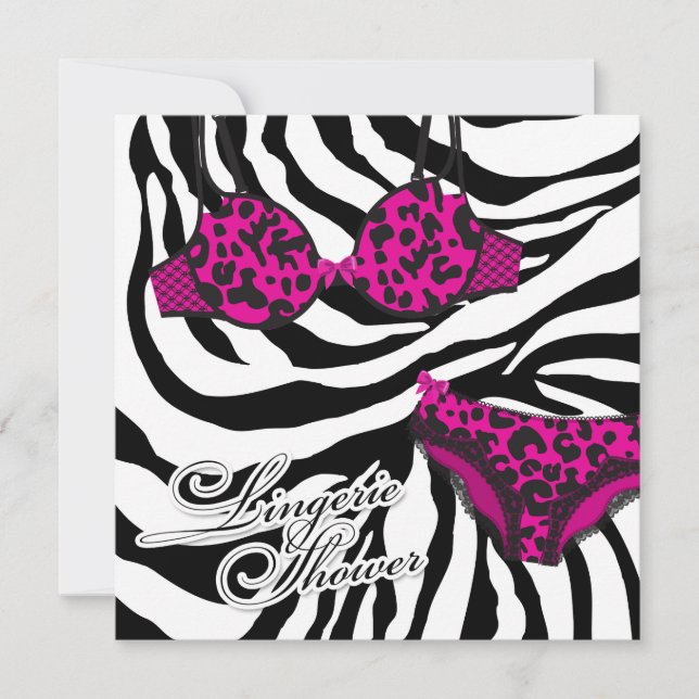 311-Rosa Leopard Lingerie Set Einladung (Vorderseite)