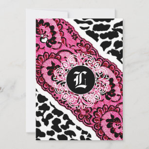 311-Rosa Leopard und Spitze Einladung