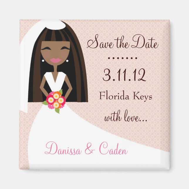 311-SAVE THE DATE AFRIKANAMERIKANISCHE BRIDE MAGNET (Vorne)