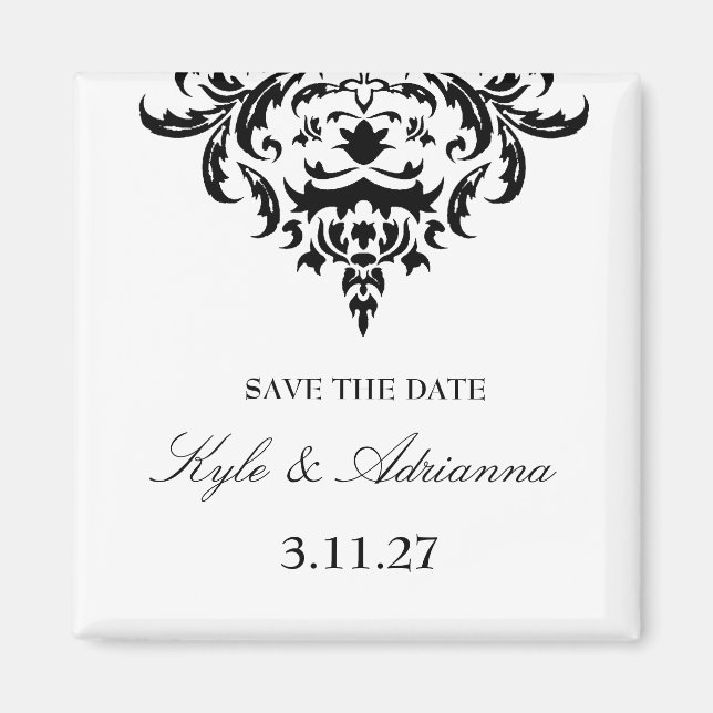 311-Save the Date schlicht elegant Damask Magnet (Vorne)