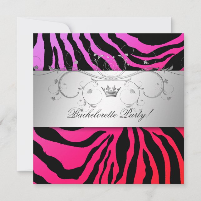 311-Silberner Lila Stein Zebra Bachelorette Einladung (Vorderseite)