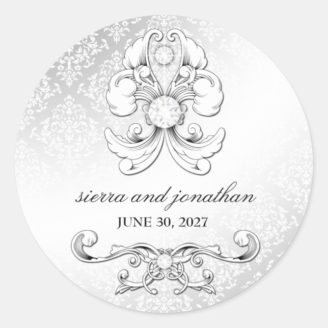 311-Silver Diamond Luxe Damask Sticker (Vorderseite)