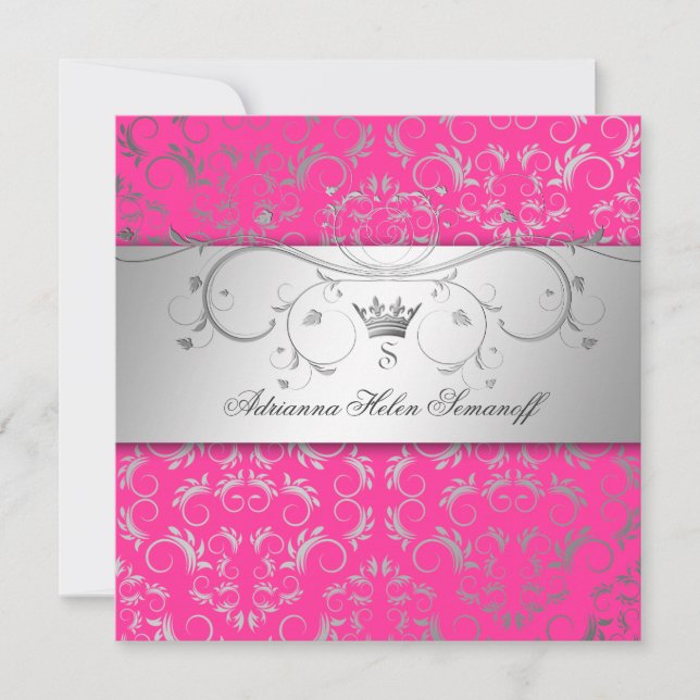 311-Silver erahnen Hott Rosa Einladung (Vorderseite)