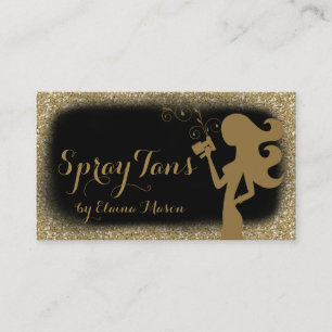 311 Spray-TAN-Mädchen-GoldGlitzer-Schwarzes Visitenkarte