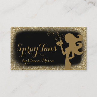 311 Spray-TAN-Mädchen-GoldGlitzer-Schwarzes Visitenkarte