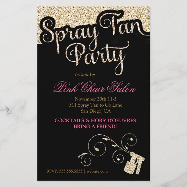 311 Spray Tan Party Flyer Gold Imitate Sparkle (Vorne)