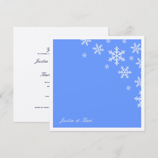 311-Sweet Snowflake Light Blue Metallic Einladung (Vorne/Hinten)