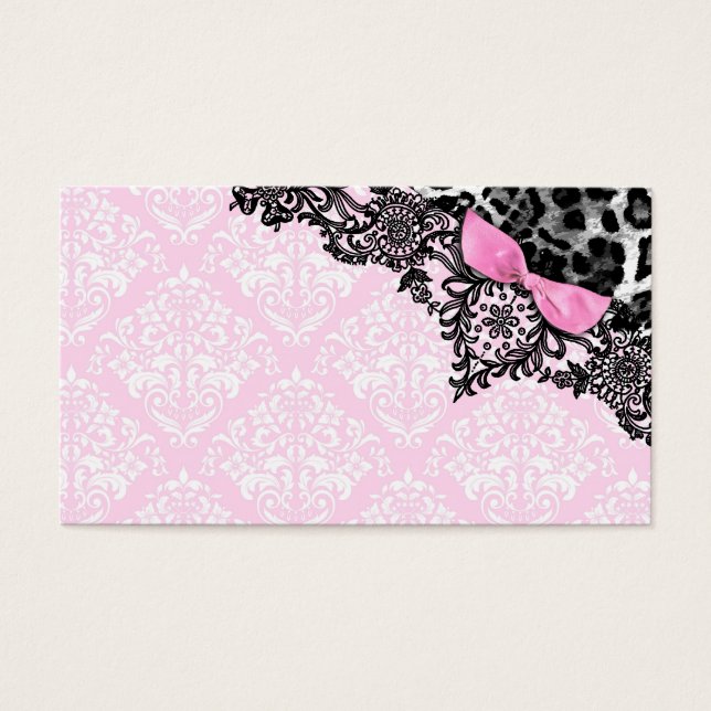 311 Traum in Leopard & Lace Girly Pink Name Card (Vorderseite)