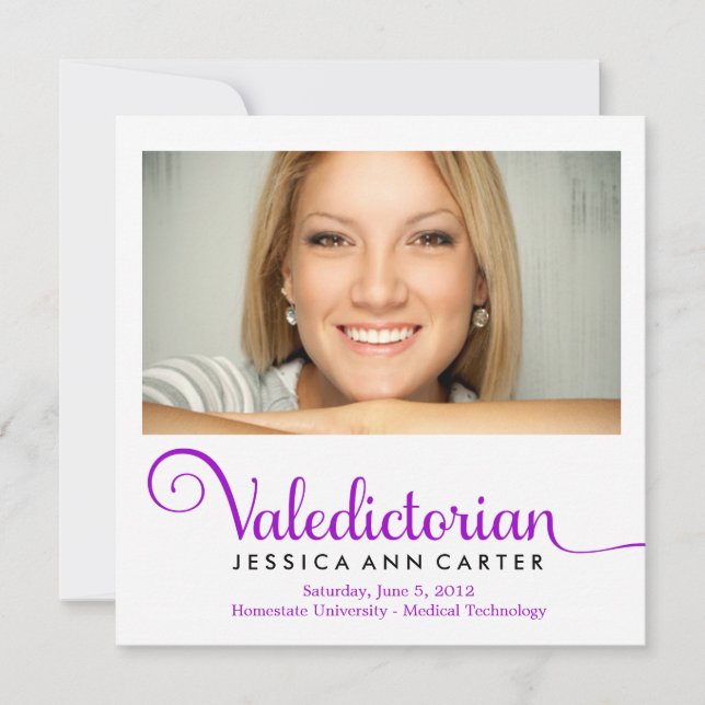 311 Valedictorianischer Royal Lila Abschluss Ankündigung (Vorderseite)