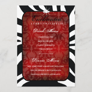 311 verzauberte rotes Abendessen-/Getränk-Menü Menükarte