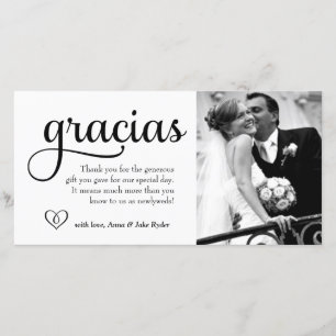 311 Verzierte Gracias Fotokarte mit Herz Dankeskarte
