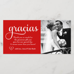 311 verziertes Gracias Foto-Karten-Herz-Rot Dankeskarte