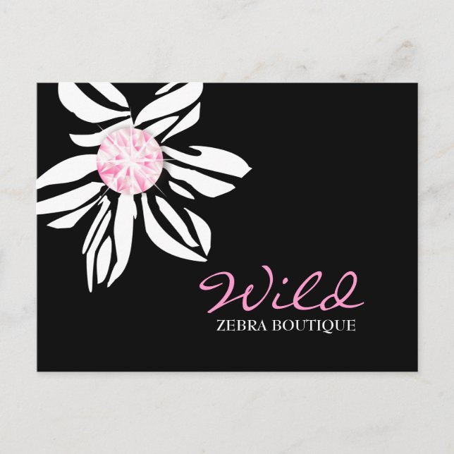 311-Wild-Zebra-Blume | Schwarz-Rosa-Dimaond Postkarte (Vorderseite)