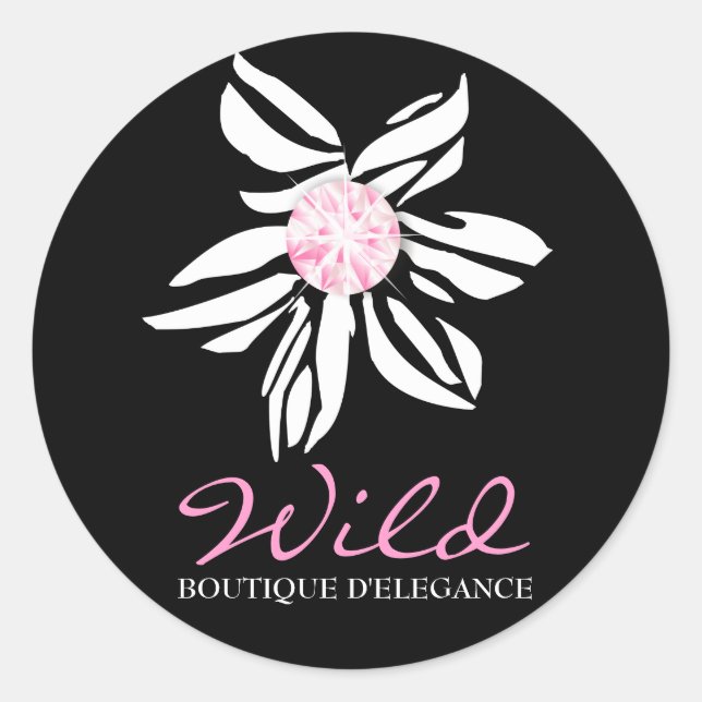 311 Wild Zebra Blume Schwarzer Sticker (Vorderseite)