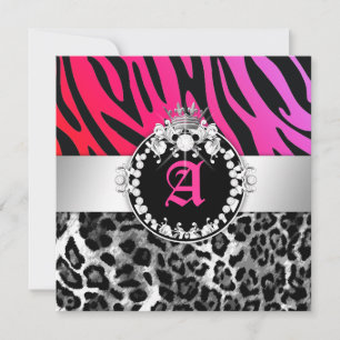 311-Zebra-LeoTique Diamonds n' Kisses Sweet 16 Einladung