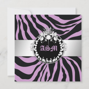 311-Zebra-Tique Diamonds 16 . Geburtstag Lila Einladung