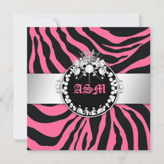 311-Zebra-Tique Diamonds n' Kisses Sweet 16 Pink Einladung