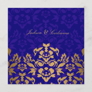311Golden Flame Square Royal Blue Gold Einladung