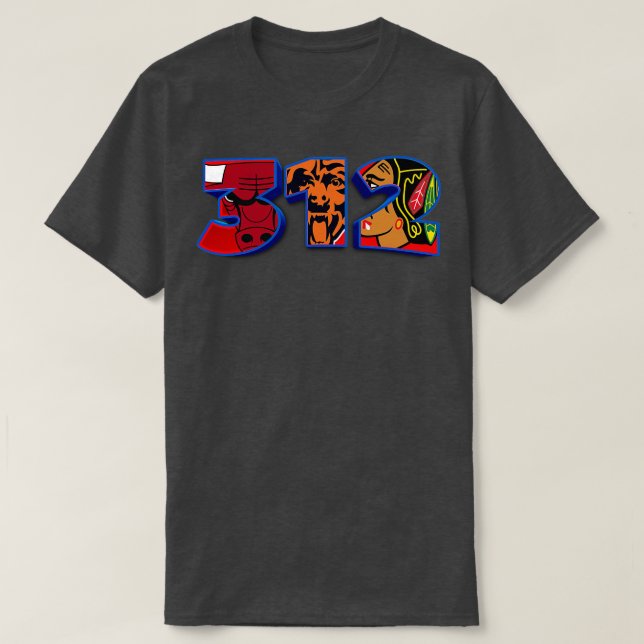 312 Area Code Chicago City Sports T-Shirt (Design vorne)
