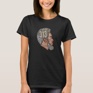 313 Area Code Detroit Black Man Vatertag T-Shirt