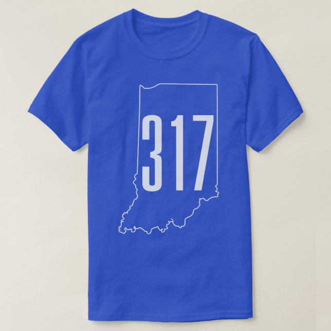 317 Area Code Indianapolis Indiana Karte T-Shirt (Design vorne)