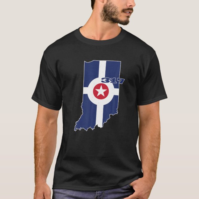 317 Circle City Flag Indianapolis Indiana Naptown T-Shirt (Vorderseite)