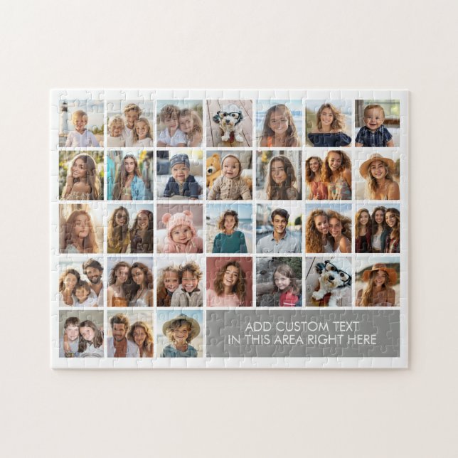 31 Foto-Collage-Raster - Textfeld - grau Puzzle (Horizontal)