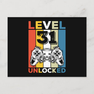 31. Geburtstag 31. Stufe Entsperrt 31 Gaming Vinta Feiertagspostkarte