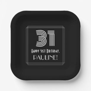 31. Geburtstag — Art Deco Inspiriert Aussehen "31" Pappteller